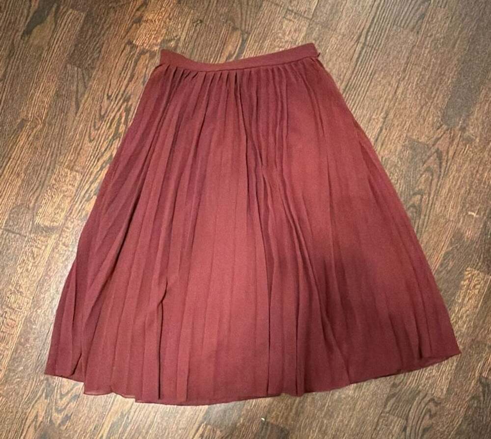 ASOS Burgundy Pleated Midi Skirt Size US 6